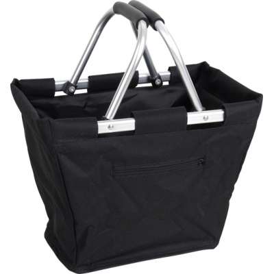 Brand new laundry metal frame oem shopping fabric folding black collapsible picnic basket with