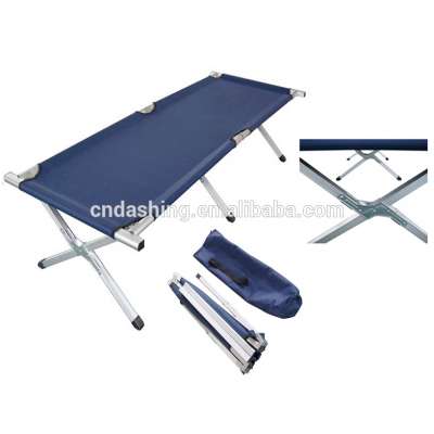 Outdoor adjustable aluminum Arm Camping cot portable easy portable folding carry sleeping bed with 600D carry bag